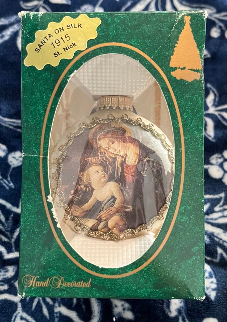 Vintage Krebs Glass Ornament 2000 Virgin and Child Botticelli